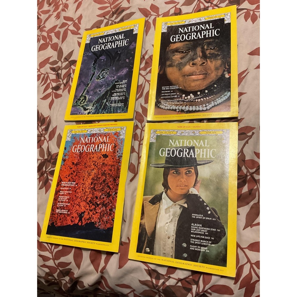 Vintage 1975 National Geographic Magazine Lot Of‎ 4 Jan Feb Mar June Issues